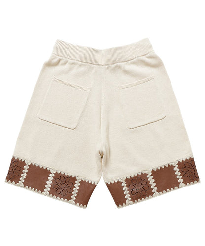 vegan leather/KNIT short pants_10