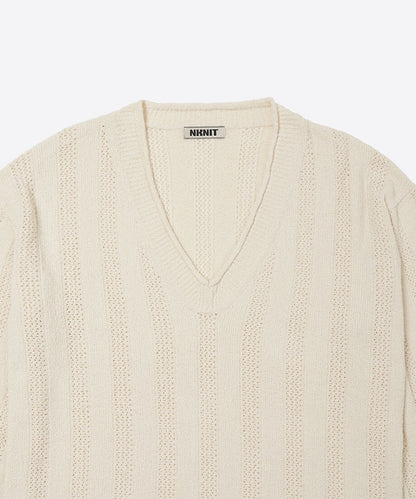 mesh rib v-neck knit_5