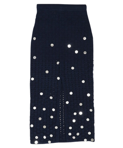 sequins bouclé KNIT long skirt_10