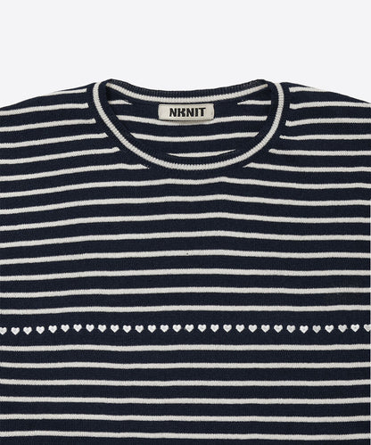 paper mix pattern knit T-shirt♡_7