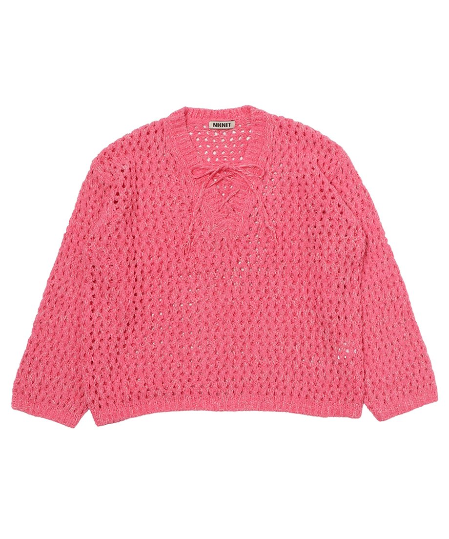 トップス NKNIT mix color lace up KNIT mix color lace up KNIT – NKNIT