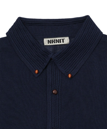 sheer wood button KNIT shirt_11