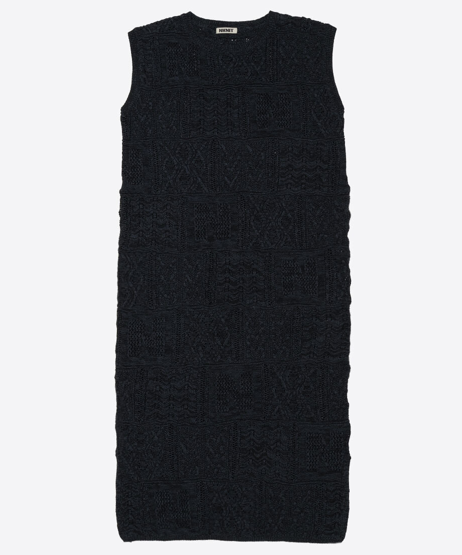 cotton mesh pattern knit dress_4