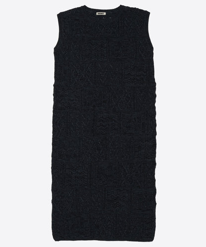 cotton mesh pattern knit dress_4