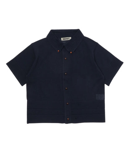 sheer wood button KNIT shirt_4
