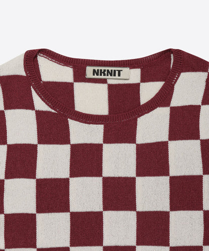 paper mix pattern knit T-shirt mini  check_3