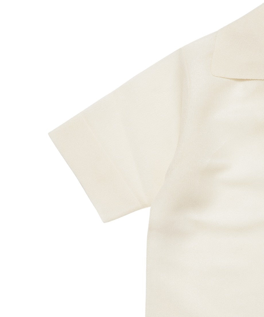 sheer KNIT open collar shirt_11