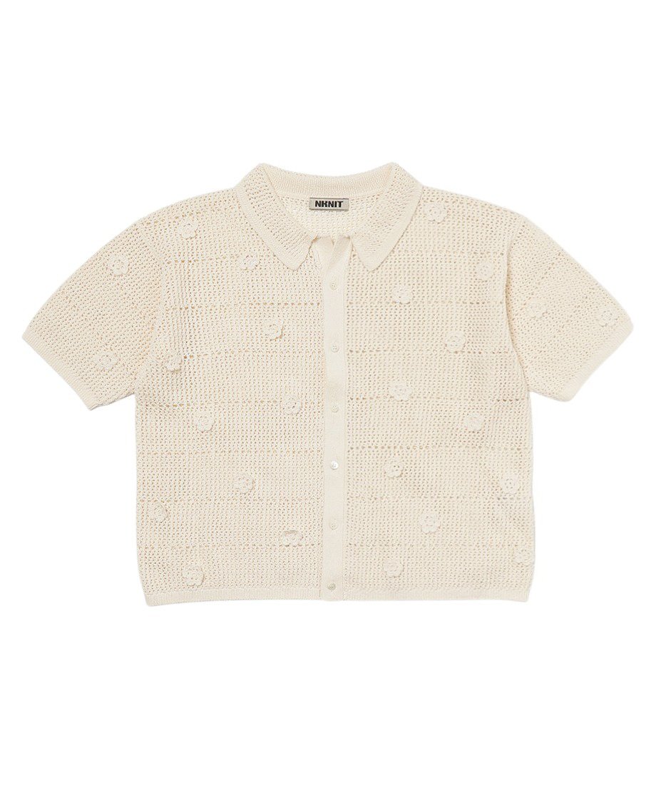 flower motif KNIT  shirt_3