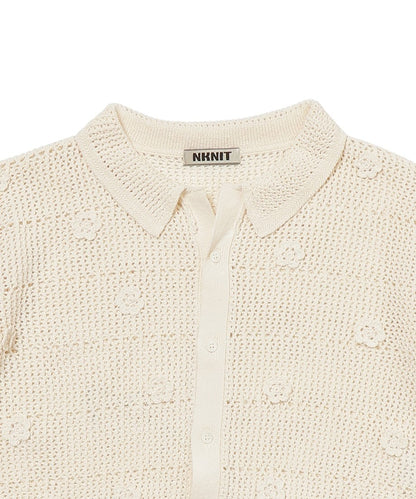 flower motif KNIT  shirt_10