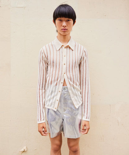 mesh stripe KNIT shirt_1