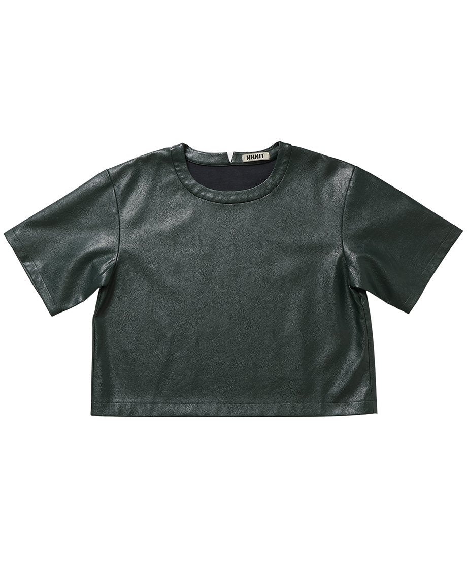 vegan leather short T-shirt_3