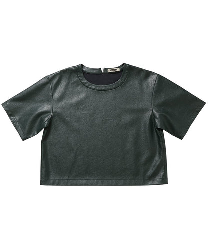 vegan leather short T-shirt_3