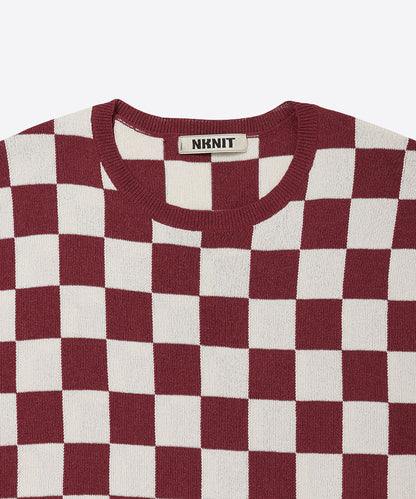 paper mix pattern knit T-shirt  check_4