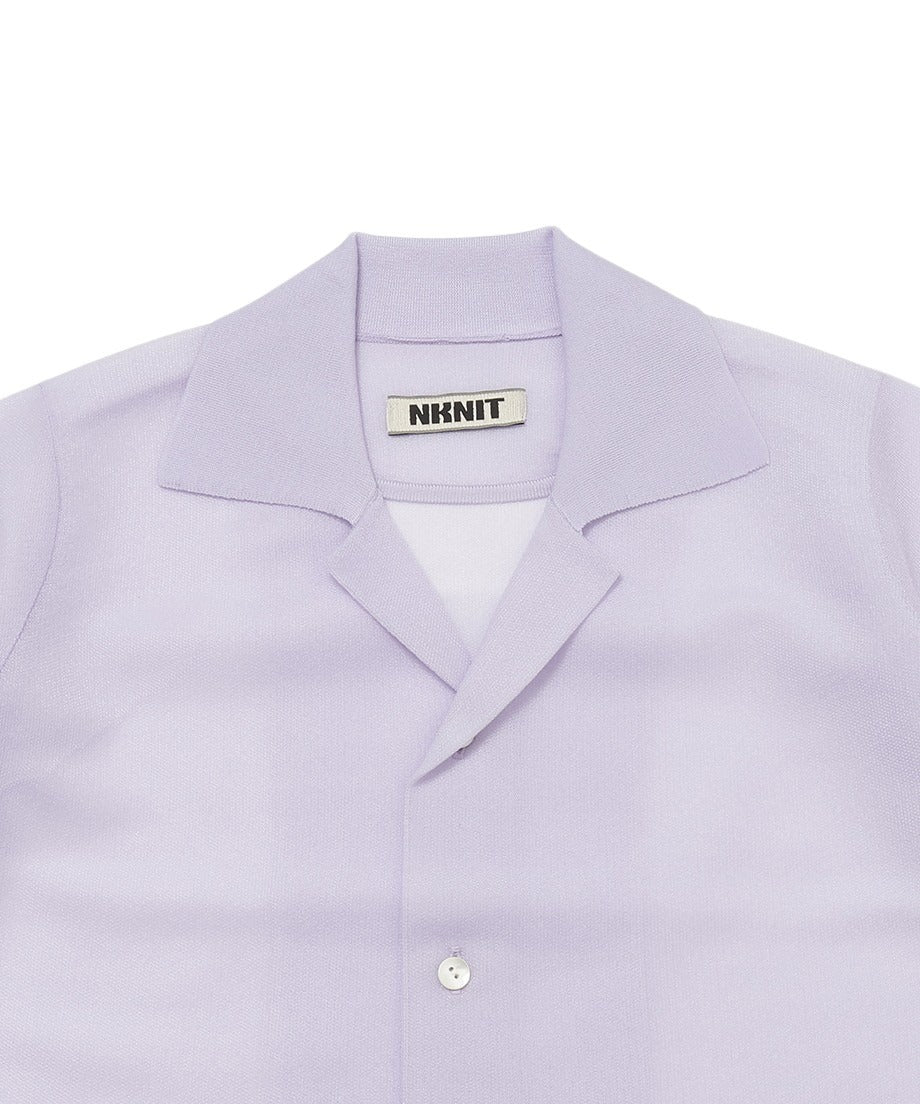 sheer KNIT open collar shirt_16