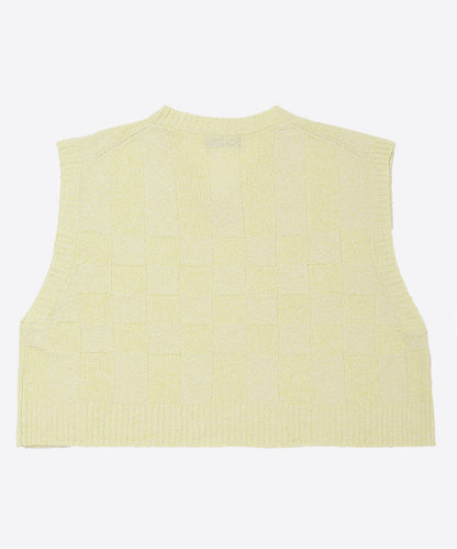 check stripe knit vest_7