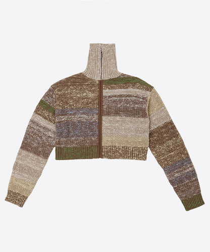 mix color high neck zip knit_4