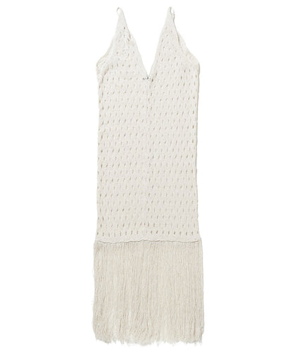 wave pattern fringe KNIT dress_4