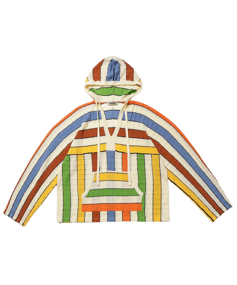 NKNIT ンニット　stripe knit towel hoodie stripe KNIT towel hoodie – NKNIT