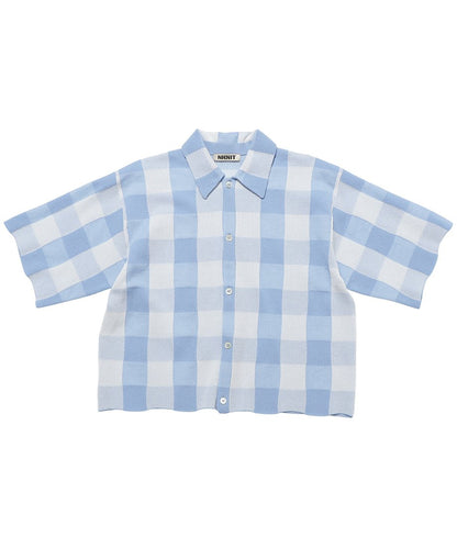 checker pattern KNIT shirt_5