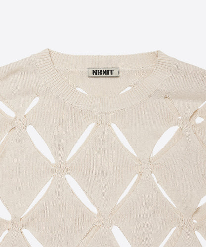 pattern slit knit T-shirt_8