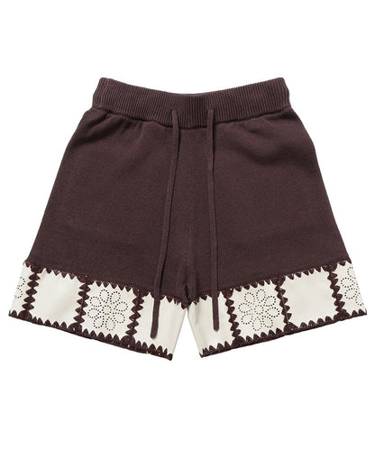 vegan leather/KNIT short pants_7