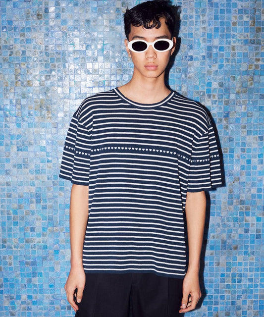 paper mix pattern knit T-shirt♡_1