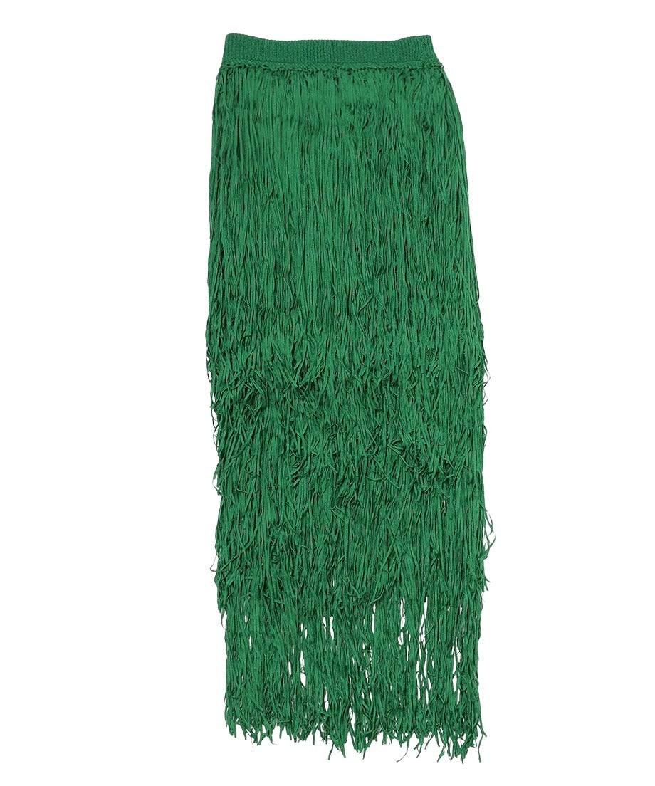 【NKNIT】ニットスカート　シルバー Geometric Pattern Knitted Skirt-ジオメトリックパパターン