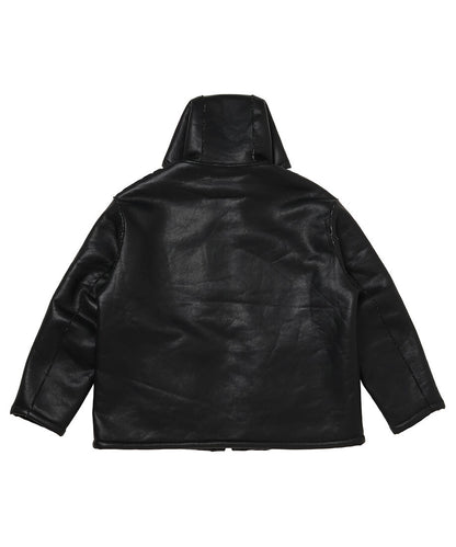 vegan mouton hooded zip jacket_6