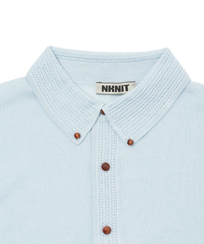 sheer wood button KNIT shirt_14