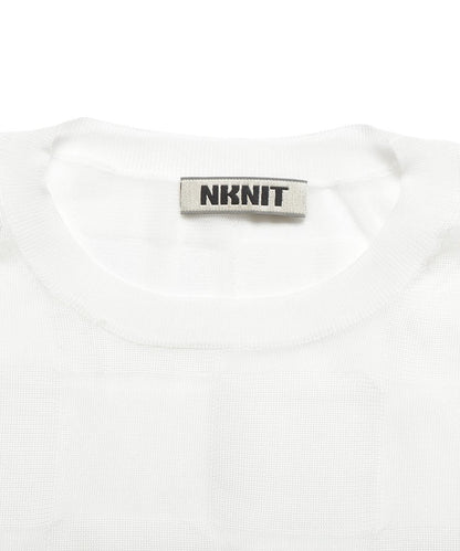 sheer checker pattern KNIT T-shirt_8