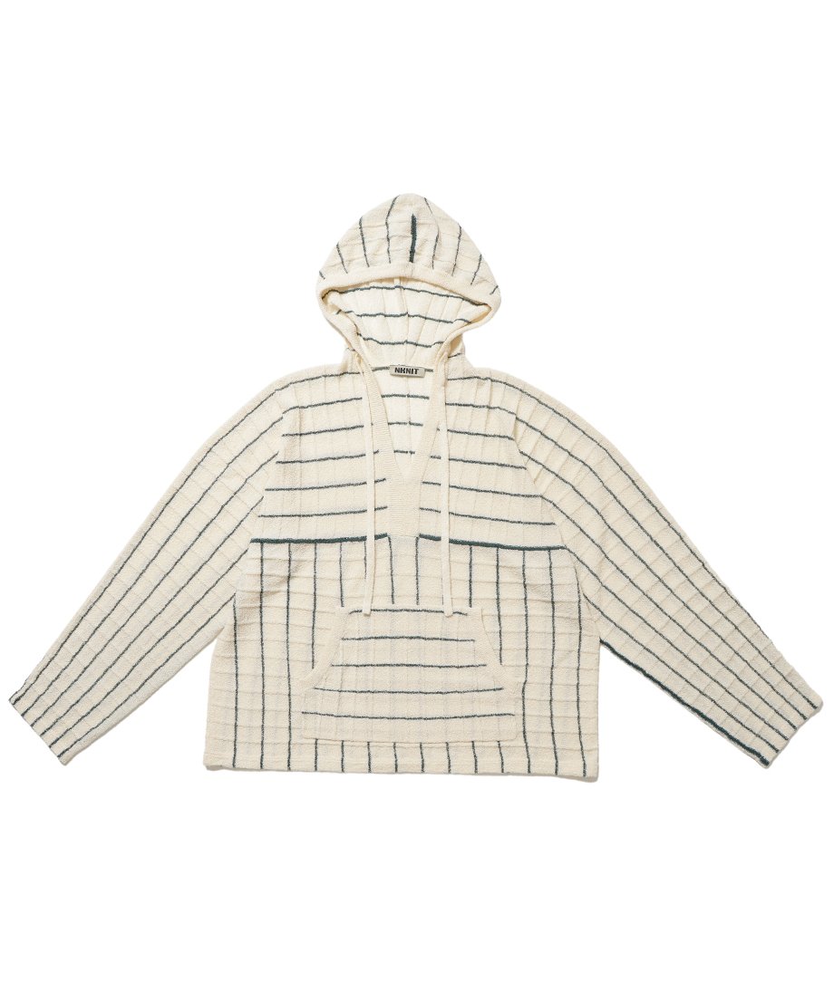 stripe KNIT towel hoodie_6