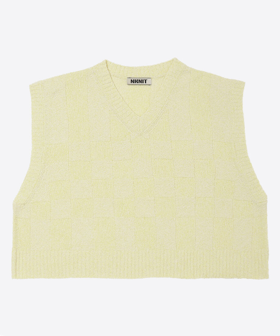check stripe knit vest_4