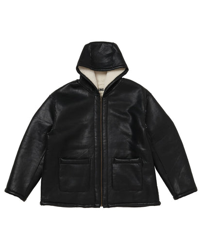 vegan mouton hooded zip jacket_5