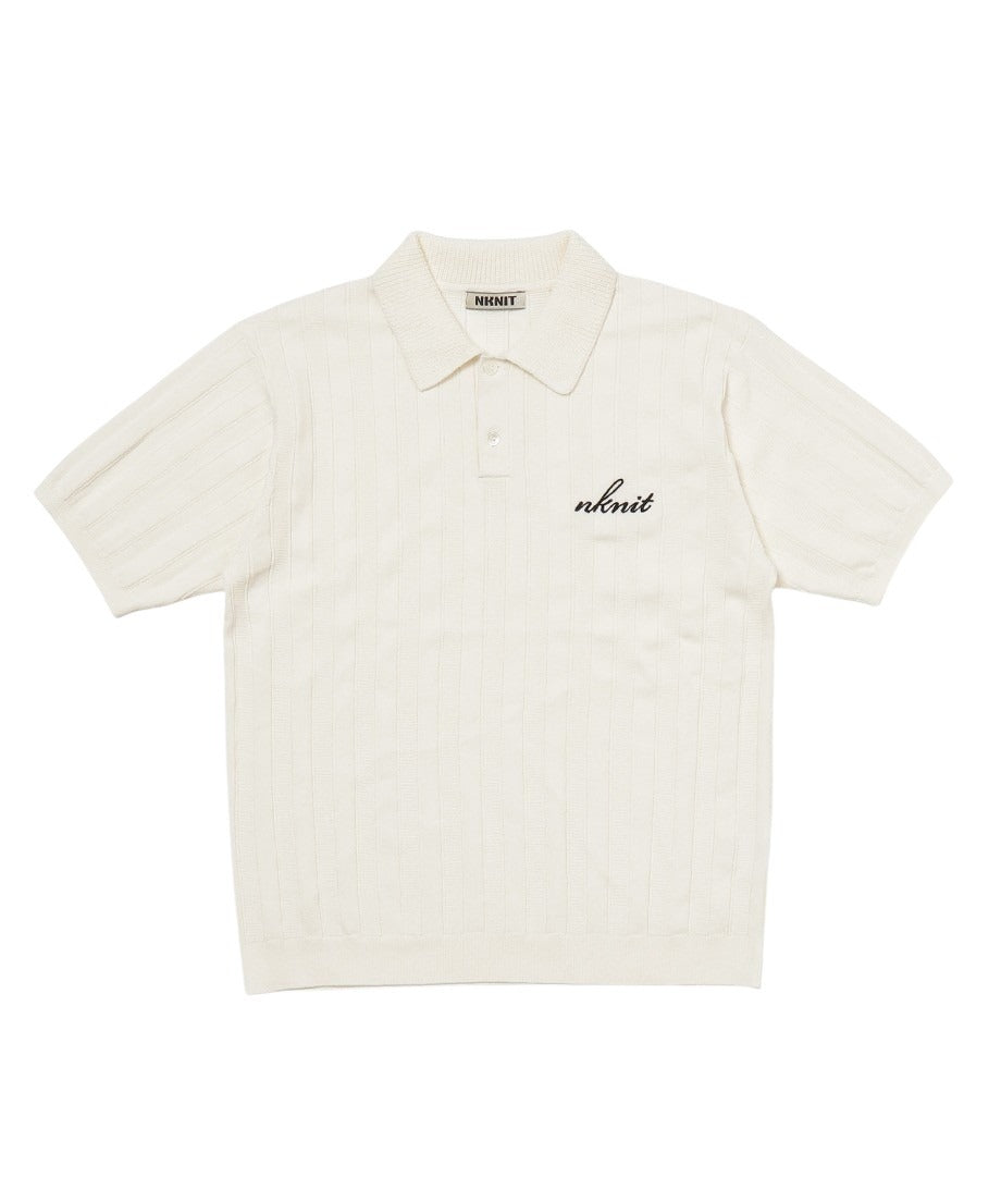 mix gauge logo NKNIT shirts ブラウン① mix gauge logo KNIT shirts – NKNIT