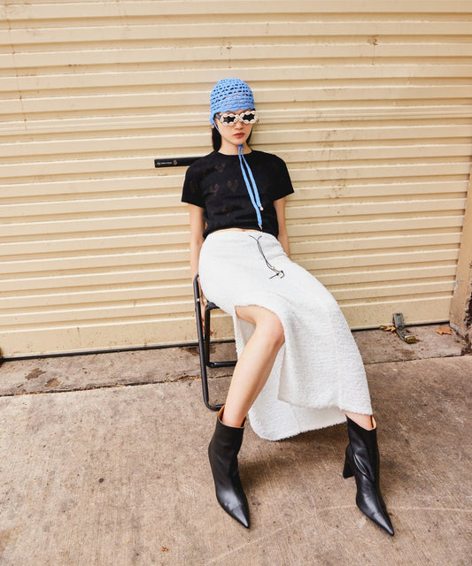dry shaggy KNIT long skirt_1