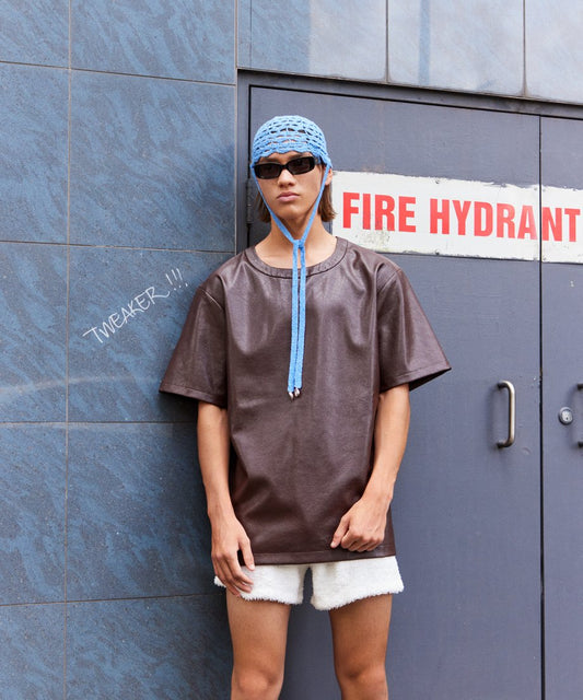 vegan leather big T-shirt_1
