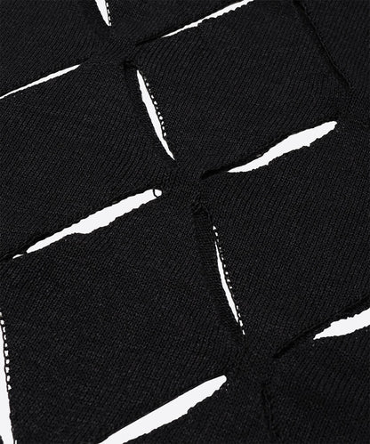 pattern slit knit T-shirt_6
