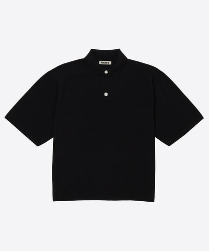 high gauge cotton mix knit polo shirt_2