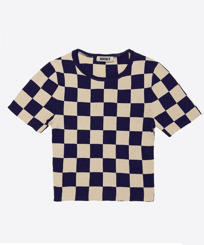 paper mix pattern knit T-shirt mini  check_2