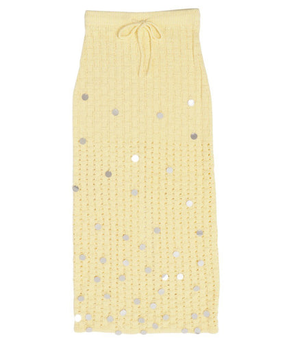 sequins bouclé KNIT long skirt_3