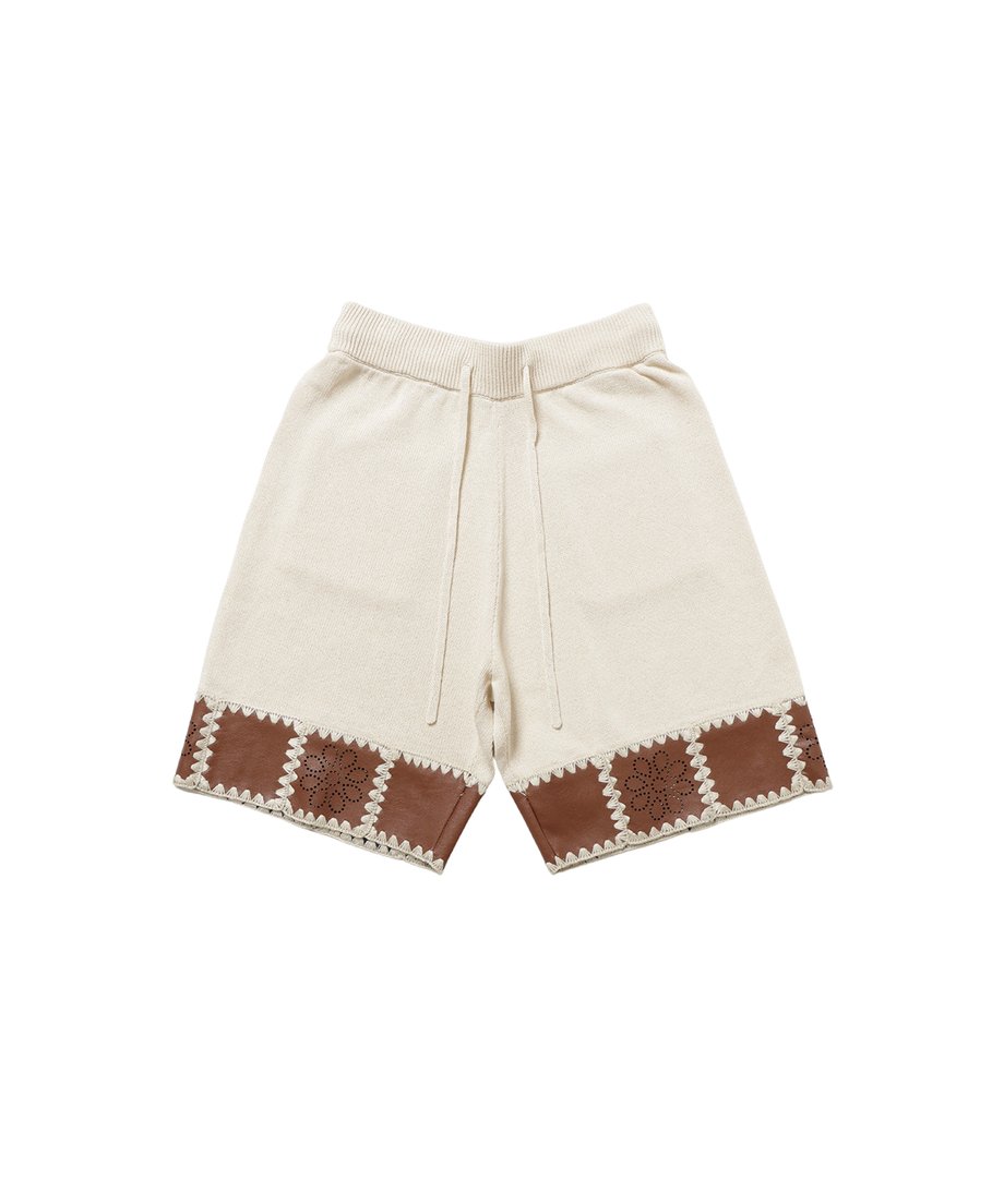 vegan leather/KNIT short pants_1