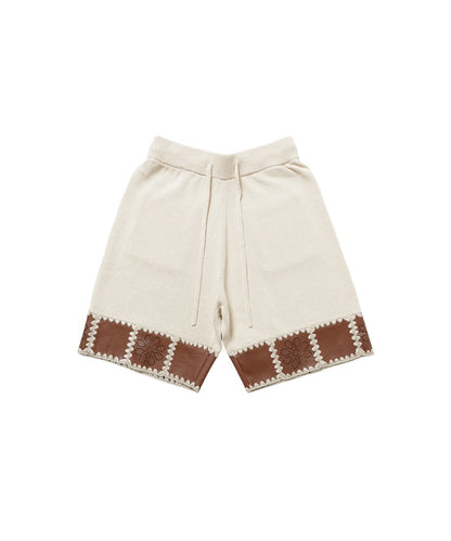 vegan leather/KNIT short pants_1