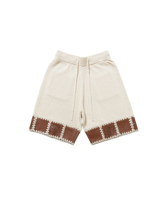 vegan leather/KNIT short pants_1