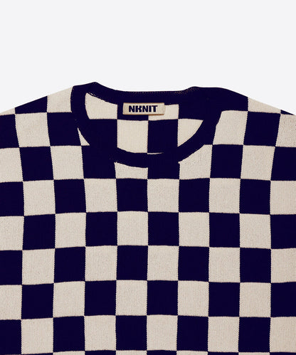 paper mix pattern knit T-shirt  check_7