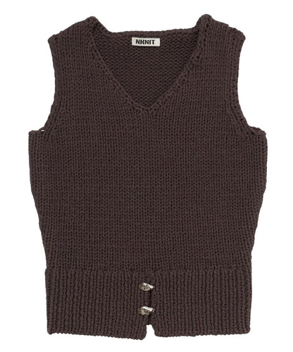 cord yarn V-neck KNIT vest_5