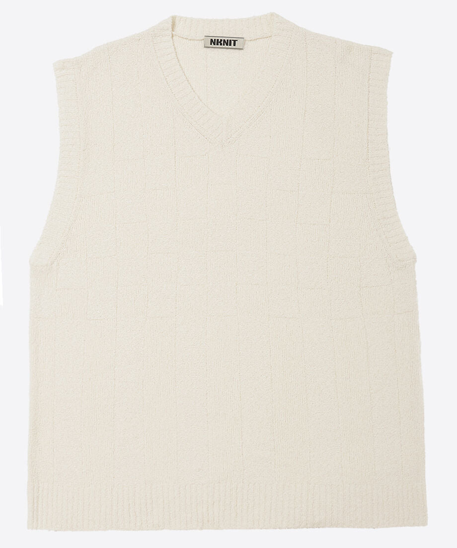 check stripe knit vest_3