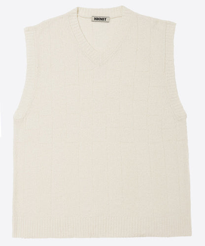 check stripe knit vest_3
