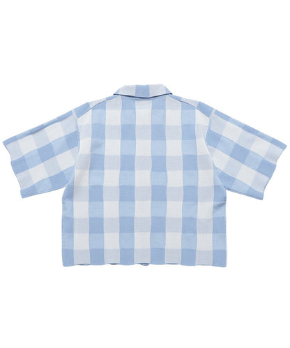 checker pattern KNIT shirt_15