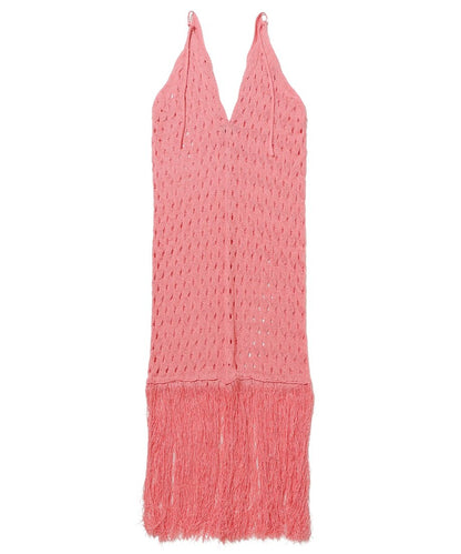 wave pattern fringe KNIT dress_11