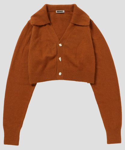 raccoon mix collar KNIT cardigan short_3